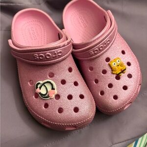 Pink glitter crocs size 13 (gibbets not included)